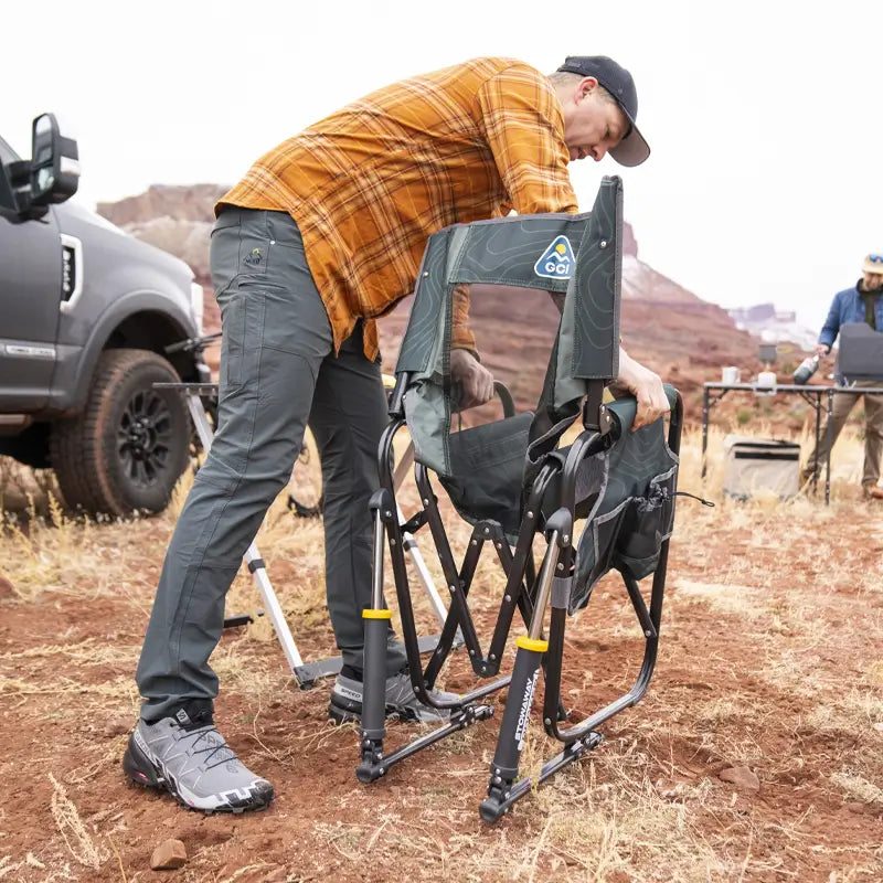 Premium All-Weather Stowaway Rocker - Choice 794 - RoadTrip Rocker Smooth Motion Camp Chair Detail