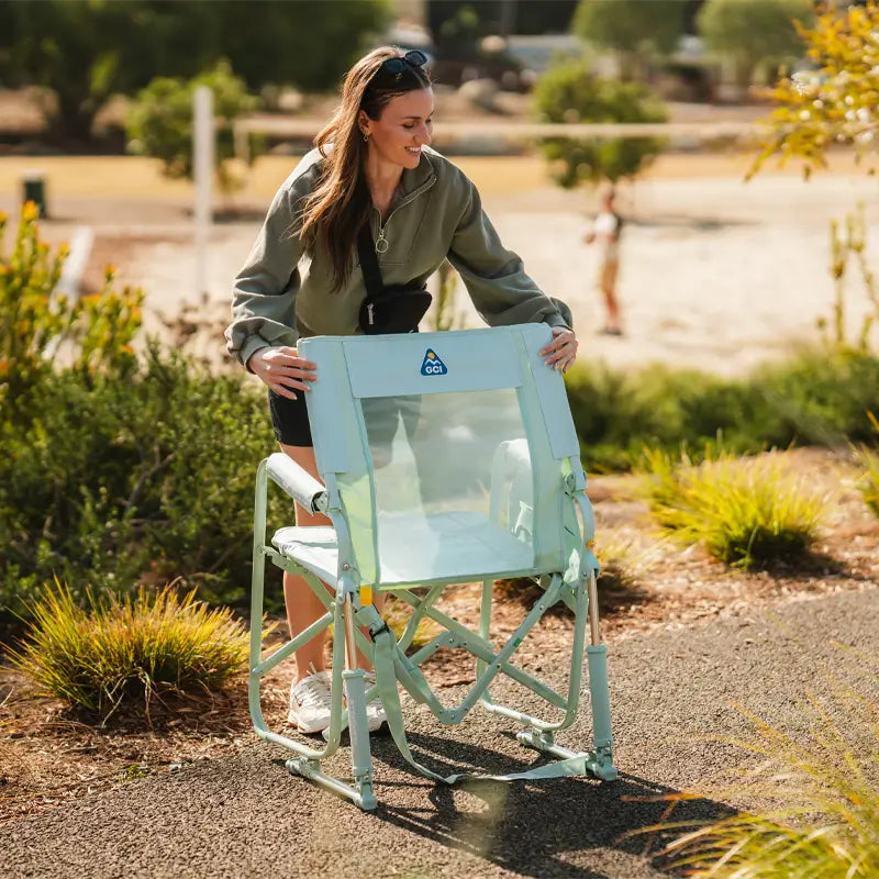 Premium All-Weather Stowaway Rocker - Choice 794 - RoadTrip Rocker Smooth Motion Camp Chair Detail