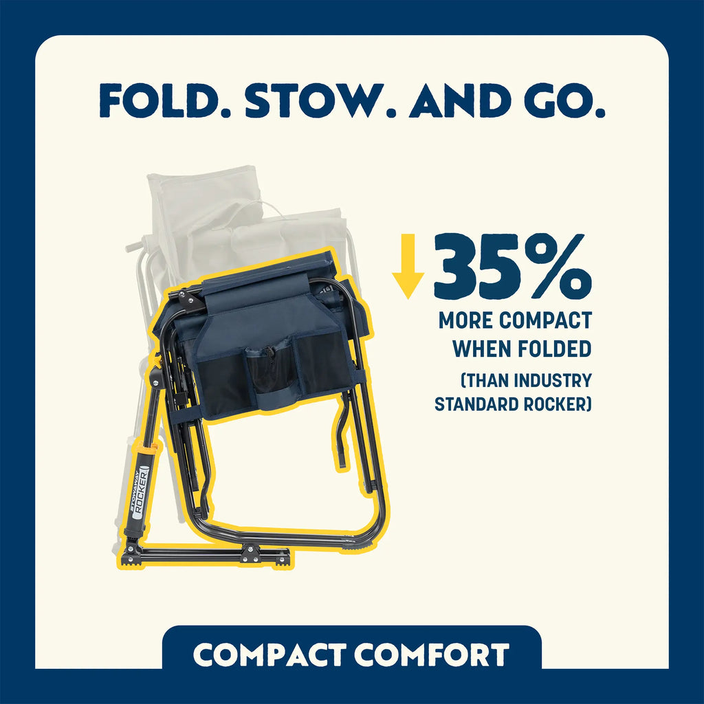 Patented Spring-Action Stowaway Rocker with Storage Pouch - Choice 573 - Heavy-Duty Kickback Rocker with Beverage Holder Detail
