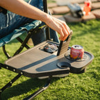 Patented Spring-Action Stowaway Rocker with Side Table - Choice 253 - Heavy-Duty Kickback Rocker with Beverage Holder Detail