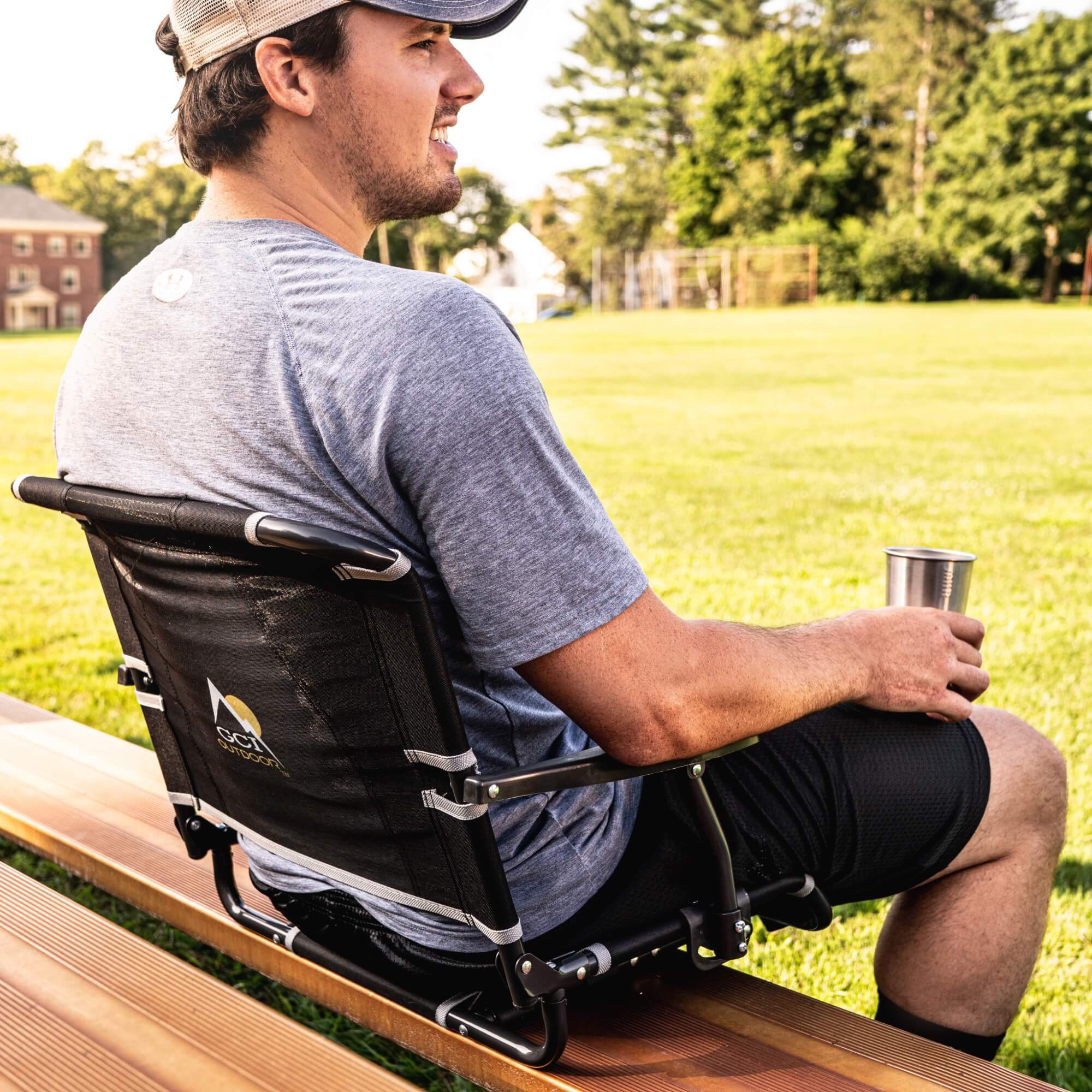 Compact Cushion Big Comfort Stadium Chair with Armrests - Choice 465 - Ergonomic Portable Stadium Seat for Sports Events Detail
