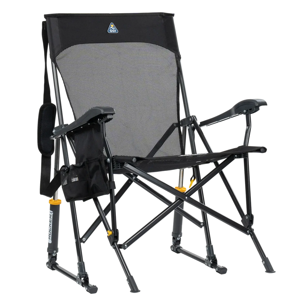 Smooth Motion BreezeRocker - Choice 504 - Heavy-Duty Kickback Rocker with Beverage Holder - Black