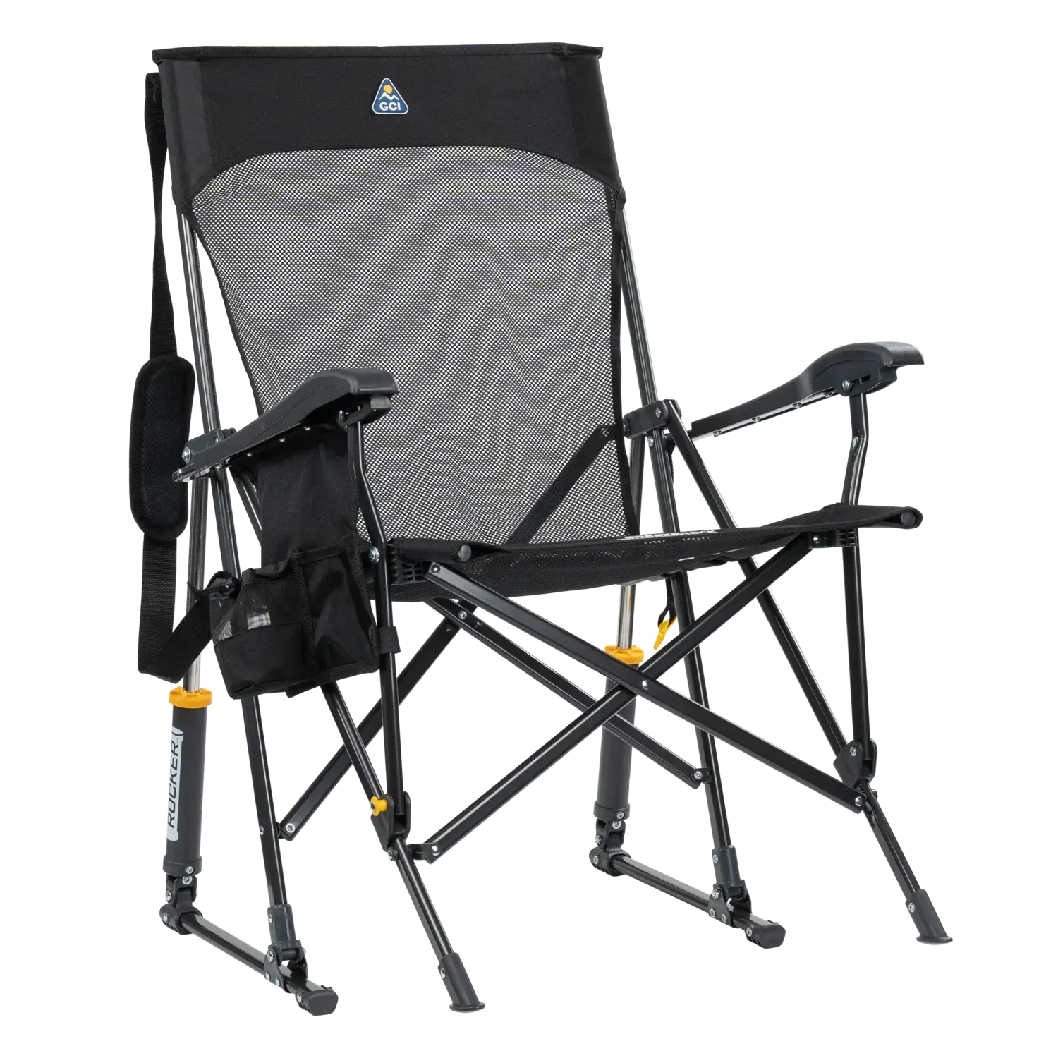 Smooth Motion BreezeRocker - Choice 504 - Heavy-Duty Kickback Rocker with Beverage Holder - Black