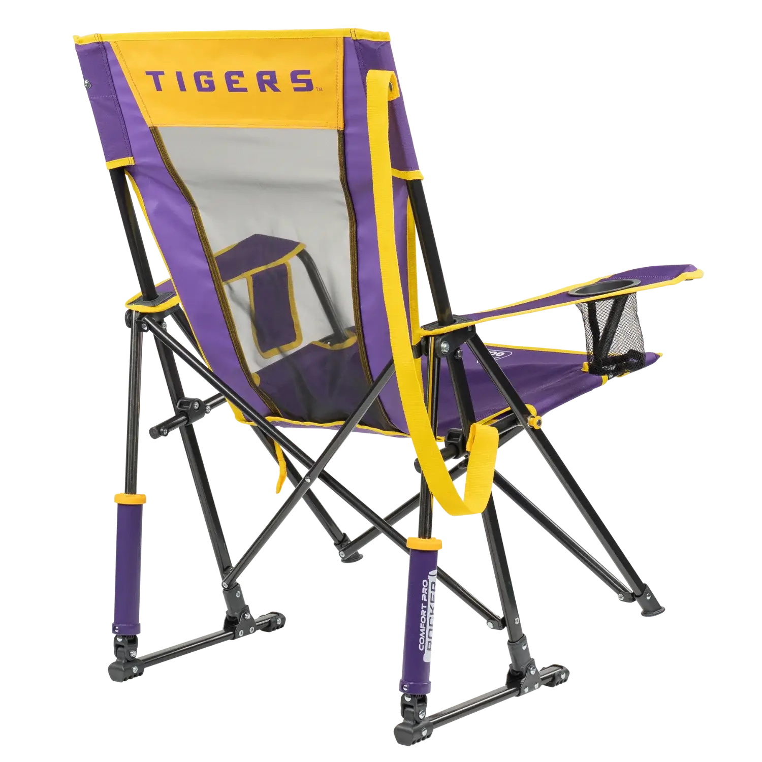 Patented Spring-Action College Comfort Pro Rocker - LSU Tigers - Choice 880 - Patented Spring-Action Rocking Chair for Camping Detail