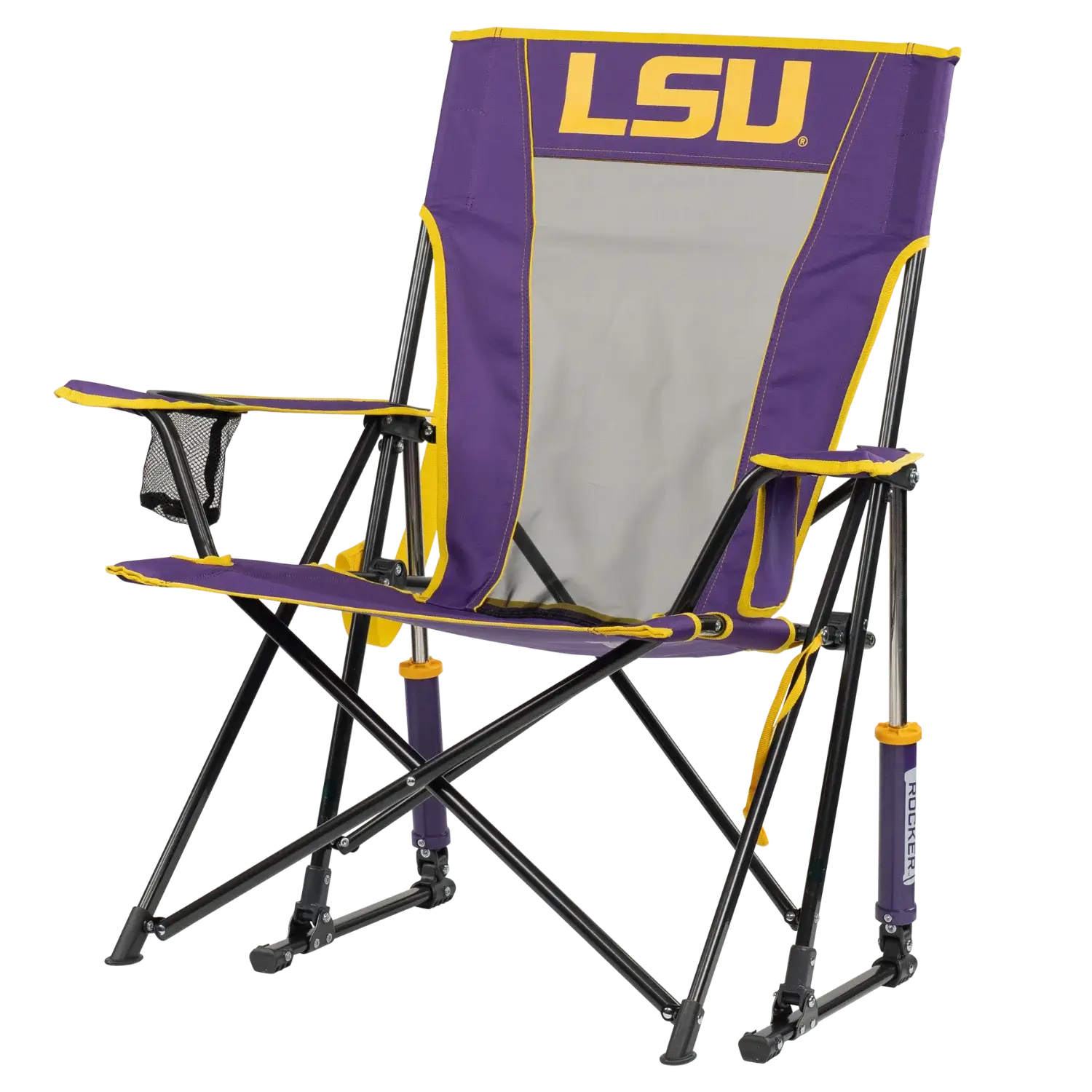 Patented Spring-Action College Comfort Pro Rocker - LSU Tigers - Choice 880 - Patented Spring-Action Rocking Chair for Camping Detail