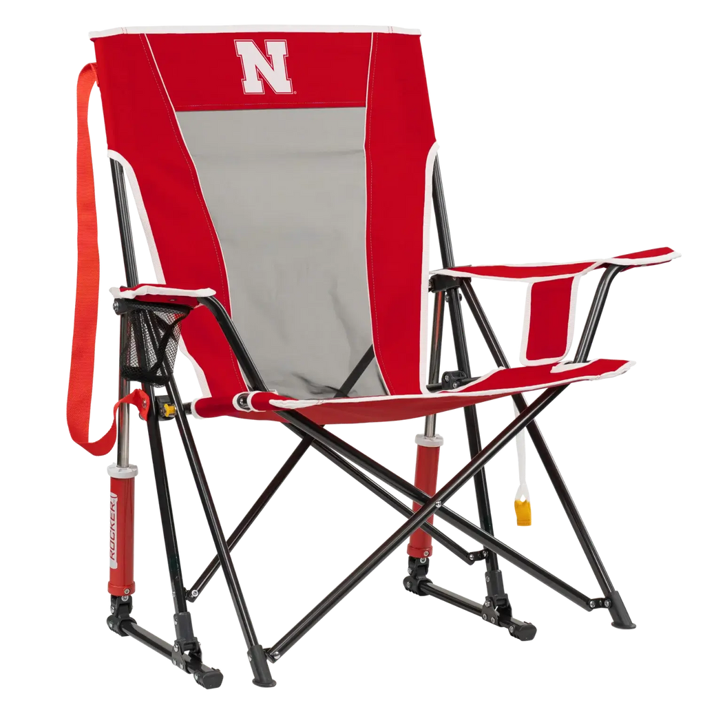 Smooth Motion College Comfort Pro Rocker - Nebraska Cornhuskers - Choice 161 - Patented Spring-Action Rocking Chair for Camping - Default Title