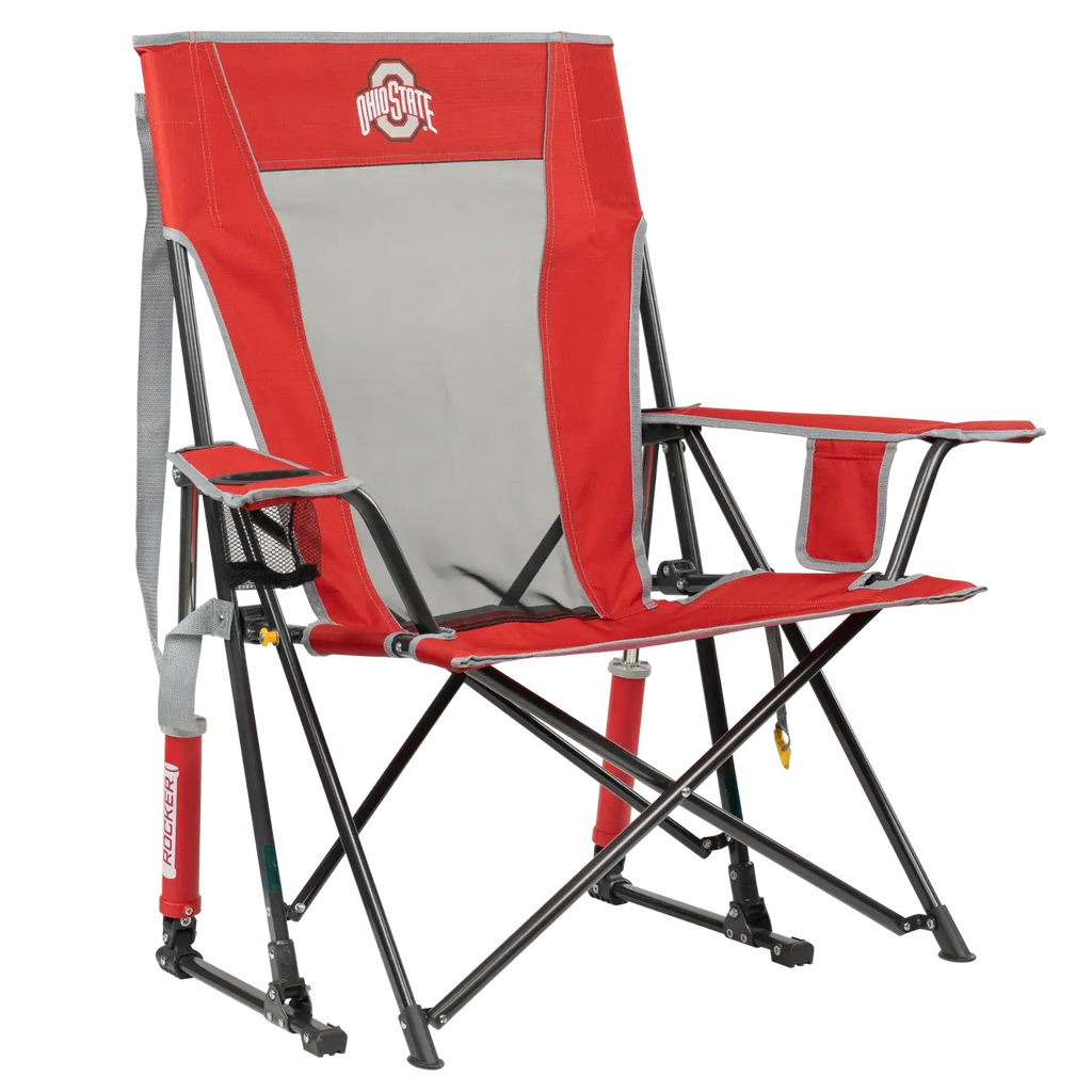 Luxury Camp College Comfort Pro Rocker - Ohio State Buckeyes - Choice 676 - Patented Spring-Action Rocking Chair for Camping - Default Title