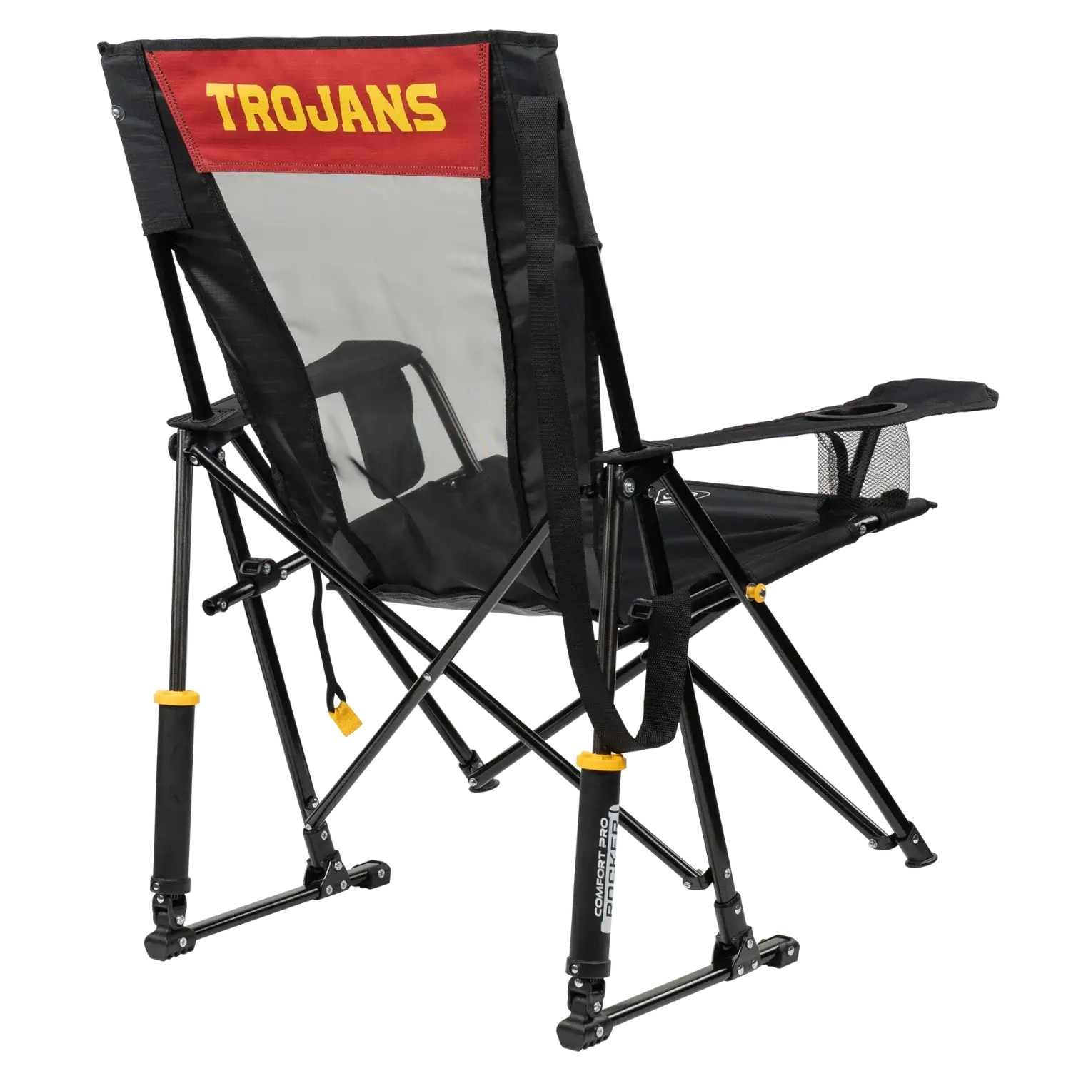 Heavy-Duty Freestyle College Comfort Pro Rocker - USC Trojans - Choice 856 - Heavy-Duty Kickback Rocker with Beverage Holder Detail