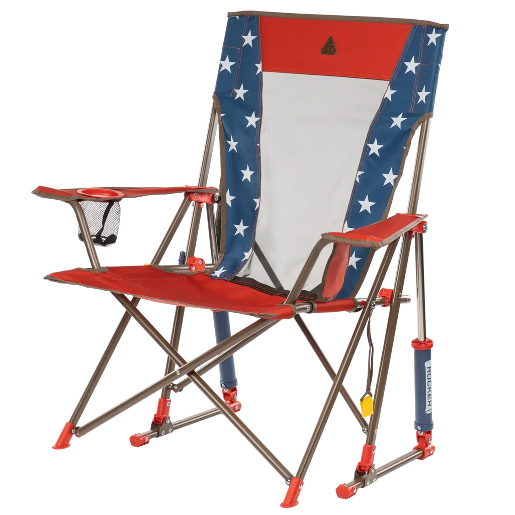 Patented Spring-Action Comfort Pro Rocker - USA Anniversary Deluxe - Choice 424 - Heavy-Duty Kickback Rocker with Beverage Holder Detail