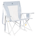 Patented Spring-Action Comfort Pro Rocker XL - Choice 107 - Heavy-Duty Kickback Rocker with Beverage Holder - Heathered Light Blue