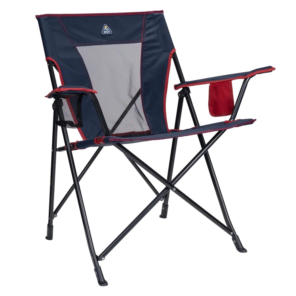 Ultra-Compact Comfort Quad Chair - Choice 989 - Premium Slim-Fold Compact Chair with Messenger Bag - Indigo/Red