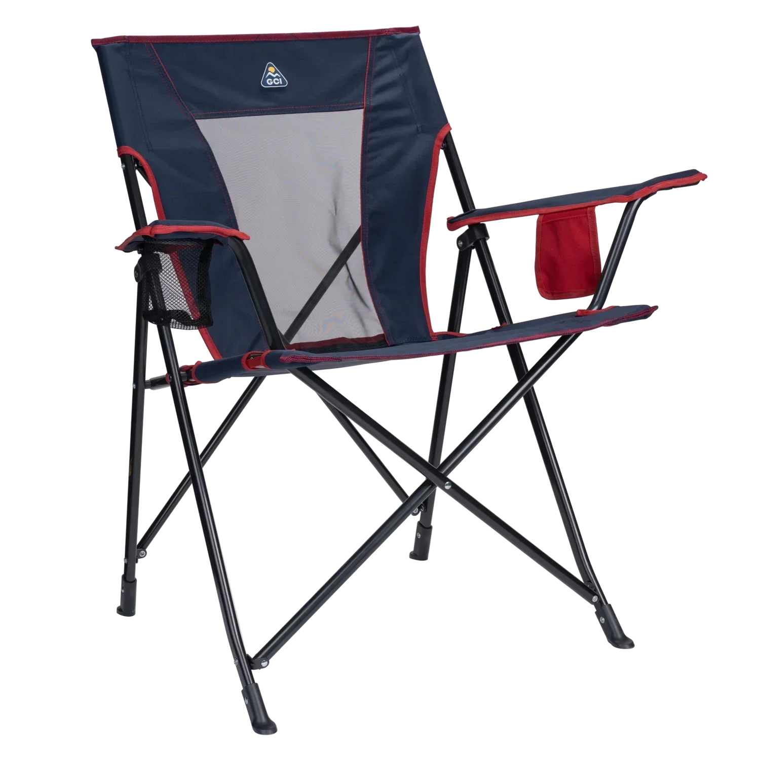 Ultra-Compact Comfort Quad Chair - Choice 989 - Premium Slim-Fold Compact Chair with Messenger Bag - Indigo/Red