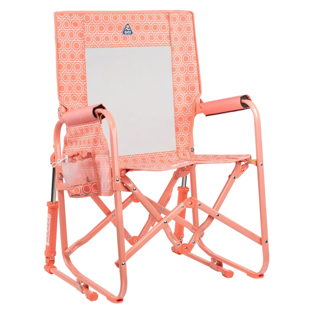 Premium All-Weather Stowaway Rocker - Choice 794 - RoadTrip Rocker Smooth Motion Camp Chair - Coral Mosaic
