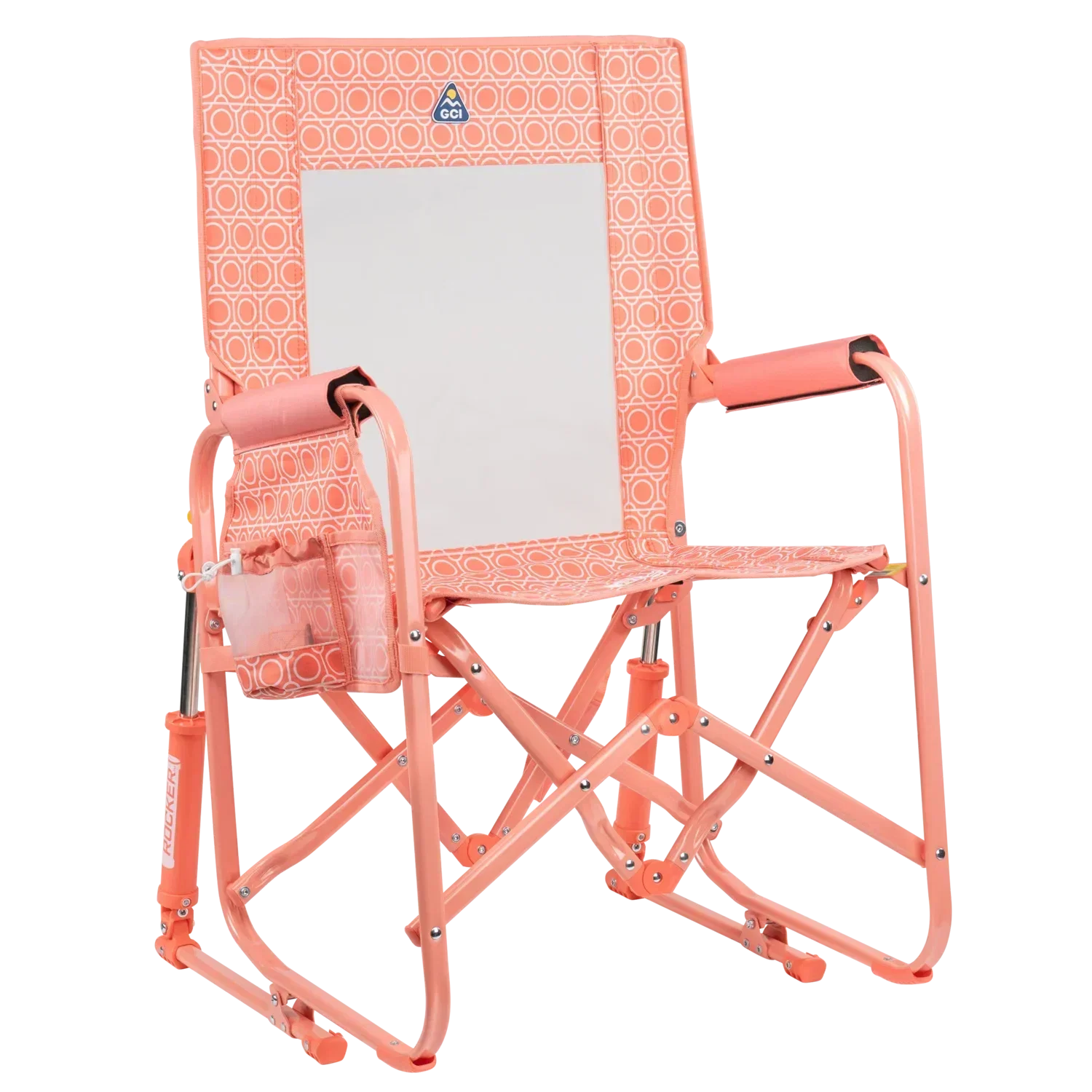 Premium All-Weather Stowaway Rocker - Choice 794 - RoadTrip Rocker Smooth Motion Camp Chair - Coral Mosaic