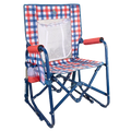 Patented Spring-Action Stowaway Rocker with Storage Pouch - Choice 573 - Heavy-Duty Kickback Rocker with Beverage Holder - Patriotic Plaid
