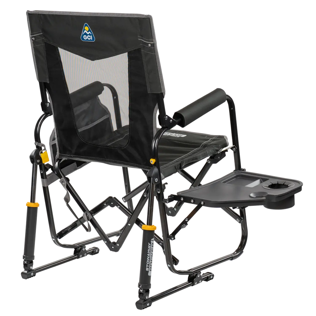 Patented Spring-Action Stowaway Rocker with Side Table - Choice 253 - Heavy-Duty Kickback Rocker with Beverage Holder Detail