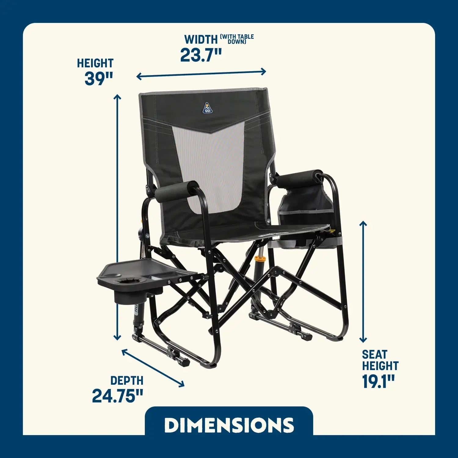 Patented Spring-Action Stowaway Rocker with Side Table - Choice 253 - Heavy-Duty Kickback Rocker with Beverage Holder Detail