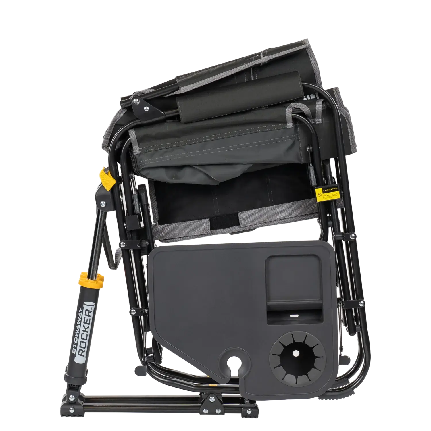 Patented Spring-Action Stowaway Rocker with Side Table - Choice 253 - Heavy-Duty Kickback Rocker with Beverage Holder Detail