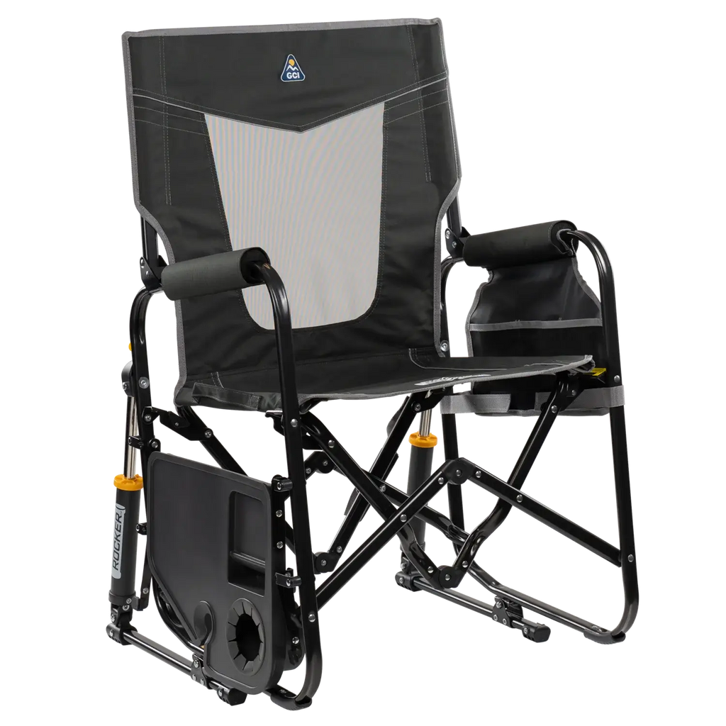 Patented Spring-Action Stowaway Rocker with Side Table - Choice 253 - Heavy-Duty Kickback Rocker with Beverage Holder Detail