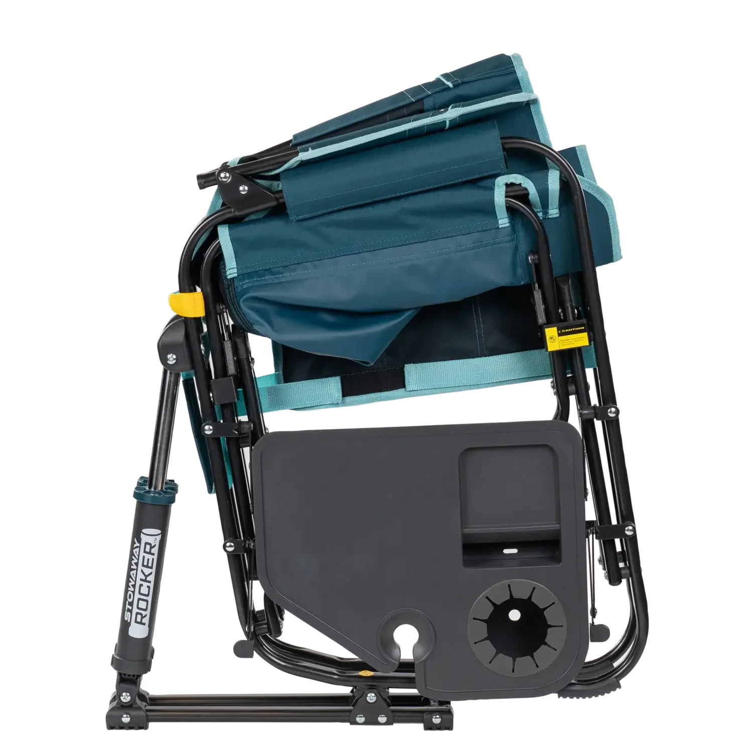 Patented Spring-Action Stowaway Rocker with Side Table - Choice 253 - Heavy-Duty Kickback Rocker with Beverage Holder Detail
