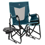 Patented Spring-Action Stowaway Rocker with Side Table - Choice 253 - Heavy-Duty Kickback Rocker with Beverage Holder - Teal