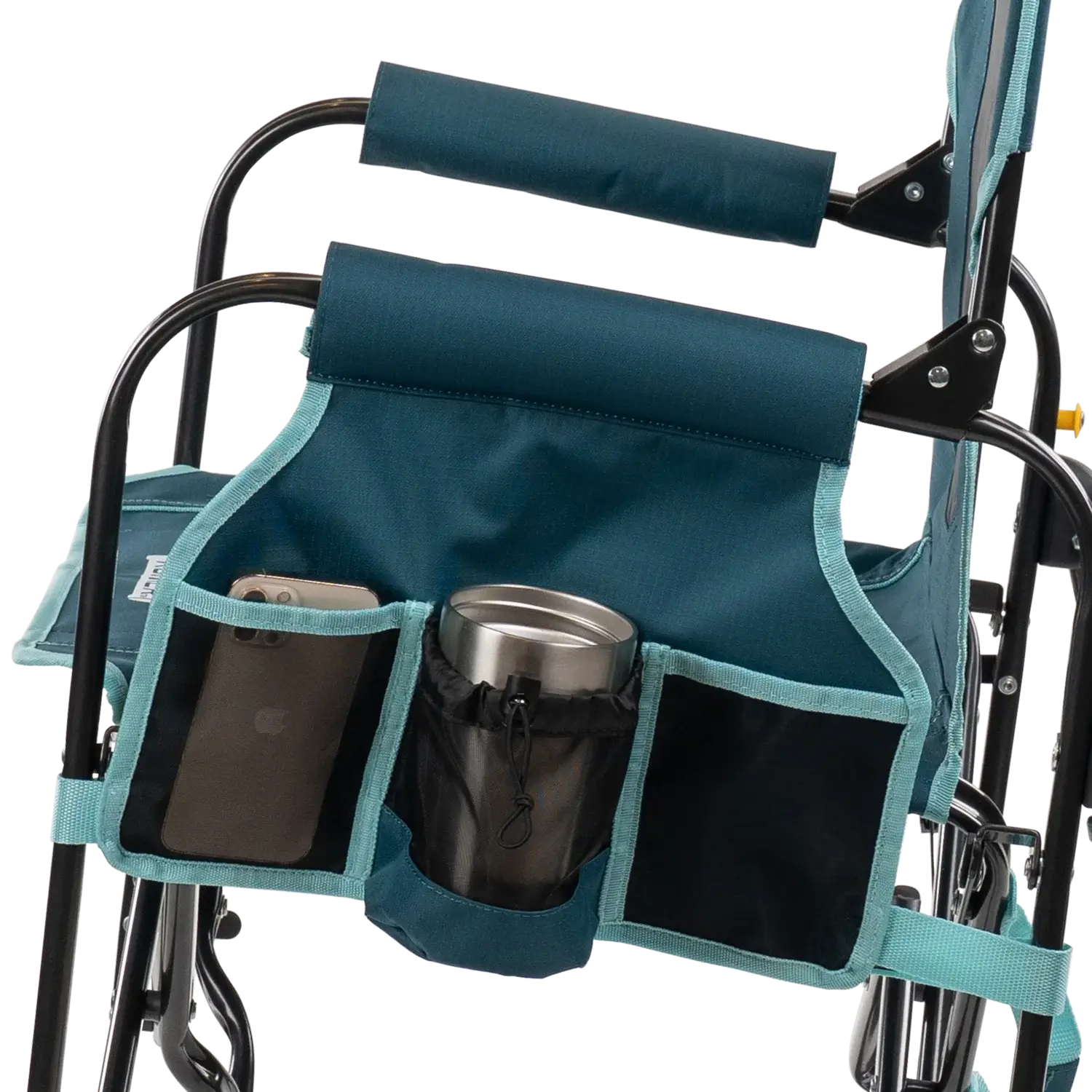 Patented Spring-Action Stowaway Rocker with Side Table - Choice 253 - Heavy-Duty Kickback Rocker with Beverage Holder Detail