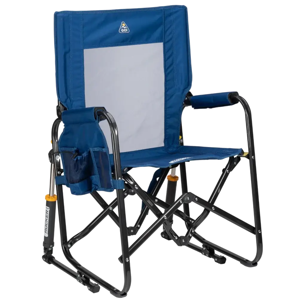 Premium All-Weather Stowaway Rocker - Choice 794 - RoadTrip Rocker Smooth Motion Camp Chair - Soft Navy
